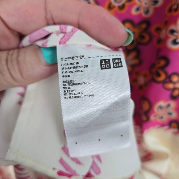 Marni x Uniqlo Mixed Pattern Pleated Shirt Dress Floral Plaid Colorblock Large - Picture 4 of 8